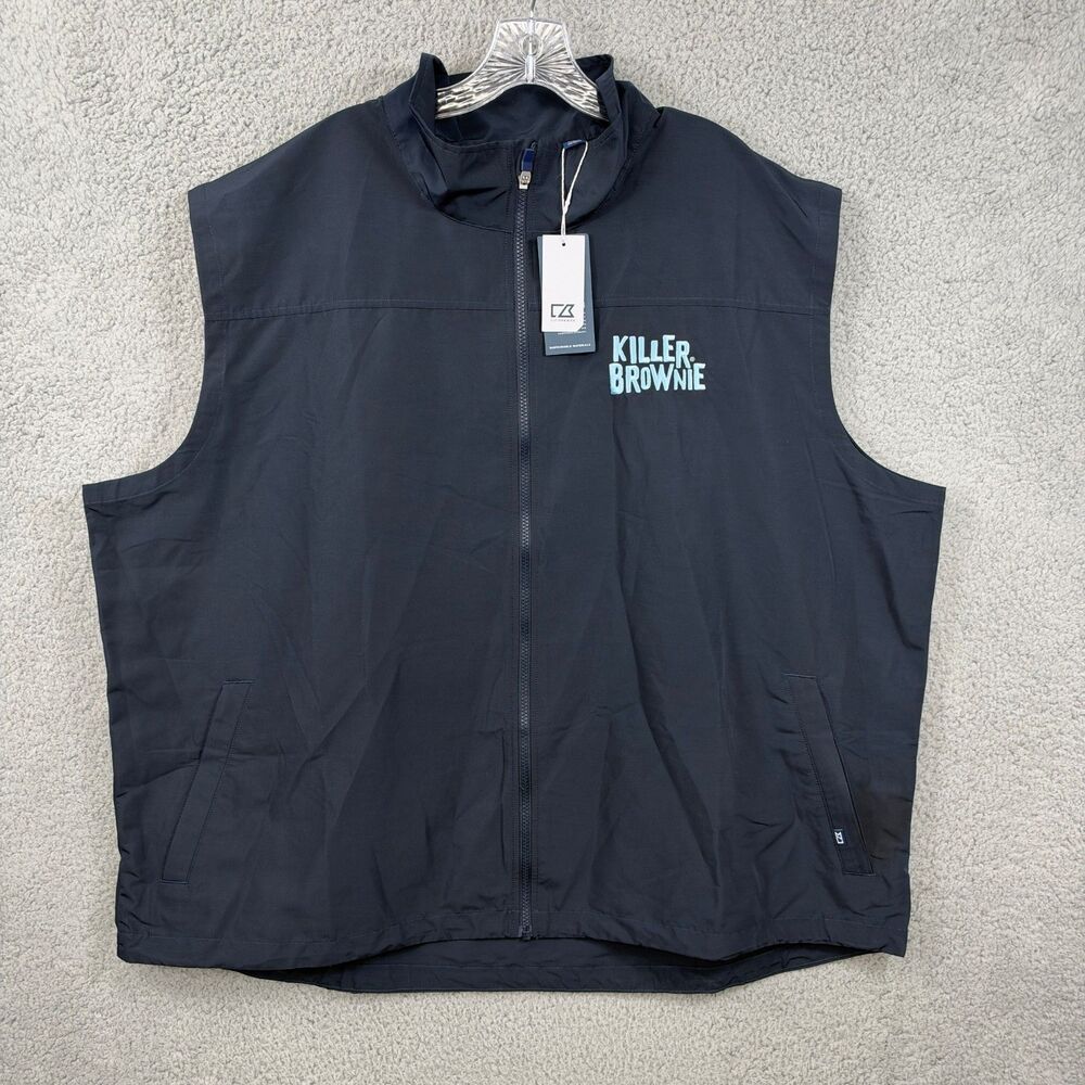 Cutter & Buck Charter Eco Packable Vest Men 3XL Navy Full Zip Killer Brownie NWT